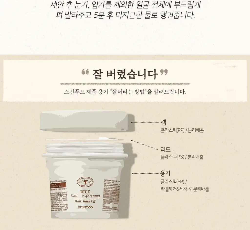 [뽀얀피부] 스킨푸드 라이스 데일리 브라이트닝 마스크 워시오프 210g 상세페이지 9